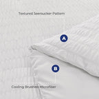 HYMOKEGE White California King Comforter Set Seersucker 7 Pieces, All Season Luxury Bed in a Bag for Bedroom, Bedding Set with Comforters, Sheets, Pillowcases & Shams