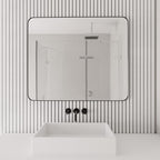 Bathroom Mirror for Wall, Rectangle Framed Wall Mounted Farmhouse Vanity Mirrors, 20x28 Inch,Gold