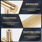 Knurled Cabinet Pulls 12 Pack, 4 Inch Long Cabinet Handles Metal Door Pulls, Kitchen Drawer Pull Knurled Dresser Handles - 3" Hole to Hole, Golden