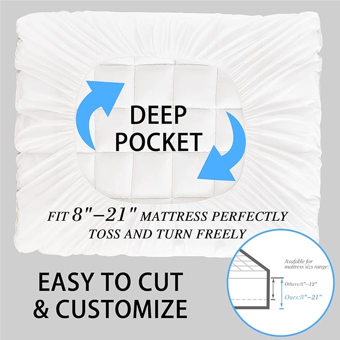 CYMULA Twin XL Mattress Topper - Soft Cooling Mattress Pad for College Dorm Room Essentials - Extra Thick Long Protector Cover for Back Pain, Single Bed Topper Pillow Top with 8''-21'' Deep Pocket