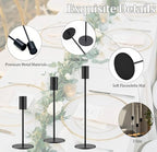 Set of 3 Black Taper Candle Holders, Metal Black Candlestick Holders, Tall Candle Holder, Fits 3/4 inch Thick Candle&Led Candles, for Table Centerpiece, Wedding, Dinning, Party Home Decor