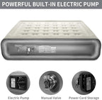 InnoTruth Raised Air Mattress with Built-in Pump, Elevated Inflatable Mattress with Carrying Bag for Home and Camping, Queen Size Blow Up Bed, Gray, Queen(80"x60"x18")