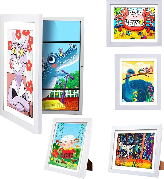 [3-Pack]Kids Artwork Frames Changeable - Kids Art Frame,Kids Art Frames Front Opening Holds 150,Children Art Projects Kids Art Frames,10x12.5 Picture Frame for Display Kid Art Work,With Storage(Black)