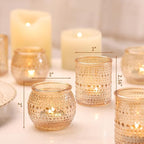 16 Pcs Assorted Gold Votive Candle Holders- Gold Candle Holders for Christmas Table Decorations, Glass Tealight Candle Holder for Thanksgiving, Fall, Wedding Table Centerpieces