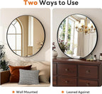 Sweetcrispy Round Bathroom Mirror 24 Inch Black Metal Framed Wall Mounted Circle Vanity Mirror for Bathroom, Bedroom, Living Room, Entryway, Anti-Rust, Modern Decorative, Hanging or Leaning