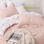 Bedsure Full Comforter Set - Dusty Rose Bed Set, 3 Pieces Cute Floral Bedding, 1 Soft Reversible Botanical Flowers Comforter and 2 Pillow Shams