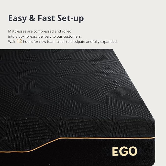 EGOHOME 14 Inch Full Memory Foam Mattress for Back Pain, Cooling Copper Gel Bed in a Box, Foam Made in USA, CertiPUR-US Certified, Therapeutic Medium Firm, Double 54x75x14 Black