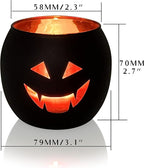 Halloween Table Decor Set of 6, Jack O Lanterns Black Glass Votive Tealight Candle Holders, Halloween Decorations Indoor Party Mantel Coffe Table Centerpiece Decor