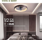 Ceiling Fan with Lights and Remote, 20'' Low Profile Flush Mount, 6 Wind Speeds, Modern Dimmable LED, Smart for Bedroom, Kids Room
