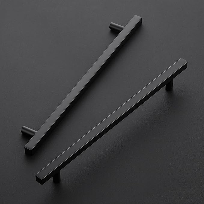 Ravinte Black Cabinet Handles 20 Pack 10 inch Matte Black Square Cabinet Pulls Kitchen Hardware 12-1/2 inch Overall Length Kitchen Drawer Pulls