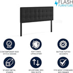 Flash Furniture Lennox Tufted Upholstered Headboard for Queen Size Bed, Contemporary Vinyl Tufted Headboard with Adjustable Height, Black