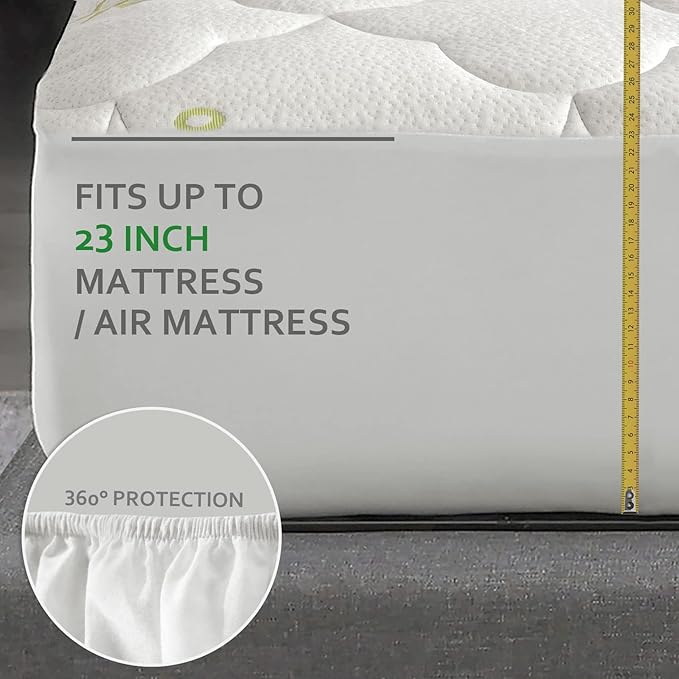 California King Air Mattress Pad, Thick Quilted Mattress Topper Cal King, Soft Breathable and Noiseless Down Alternative Fiber Pillow Top Mattress Cover with Deep Pocket Fits Up to 23 Inch Mattress