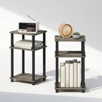Furinno Just 3-Tier Turn-N-Tube Open Storage Nightstand, 2-Pack, Plastic Poles, French Oak/Black