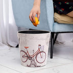 Vintage Decorative Wastebasket,Floral Design Trash Can, Classic Fashion Theme Garbage Bin,Waste Basket For Small Office Baskets,Bederoom Bins,Farmhouse Decor Cans, 2.9 Gallon Wastebaskets(Bicycle)