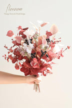 Floroom Artificial Greenery Stems Box Set, 30pcs with 7 Kinds of Faux Greenery Flowers Picks for DIY Bridal Bouquets Wedding Floral Arrangement Table Centerpieces, Burgundy & White