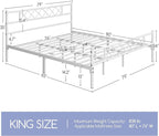Yaheetech Metal Platform King Bed Frame Mattress Foundation with Headboard and Footboard No Box Spring Needed Under Bed Storage Steel Slats White