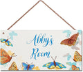 Personalized Sign, Cute Butterfly Sign,Fantasy Wall Art Decor Custom Name Little Man Cave Door Decor for Kids Room Floral Nursery Art Girls Room Boys Bedroom Baby