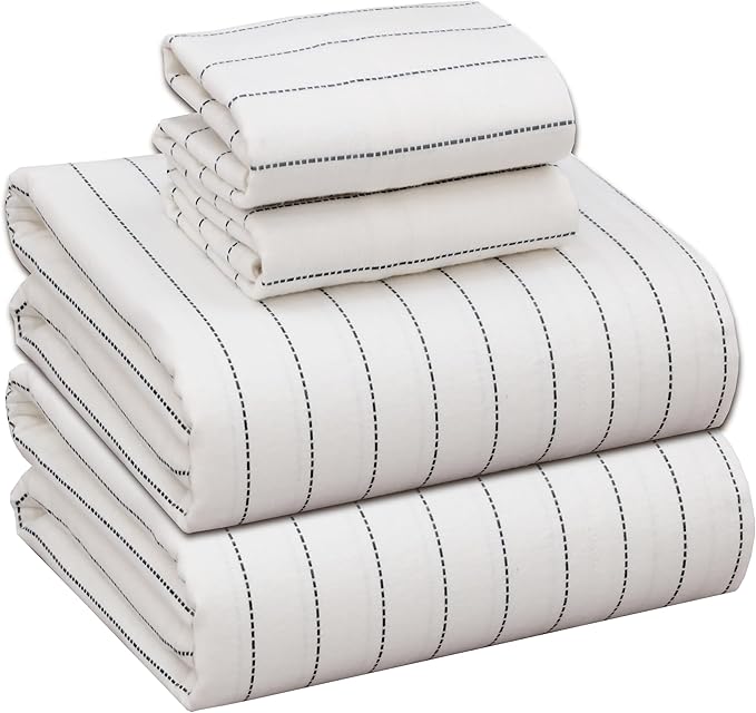 RUVANTI Flannel Sheets Full Size - 100% Cotton Double Brushed Bed Sheets Set, Deep Pockets 16 Inches, All Seasons Breathable & Extra Soft Full Sheets, Warm & Cozy, 4 Piece, Running Dots