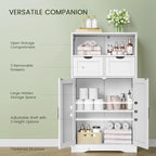Iwell Bathroom Cabinet with Doors and Drawers, Freestanding Bathroom Storage Cabinet, Adjustable Shelves, for Living Room, Kitchen, Home Office, White