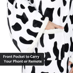Catalonia Cow Print Sherpa Wearable Blanket with Sleeves & Foot Pockets for Adult Women Men, Comfy Snuggly Wrap Sleeved Throw Blanket Robe, Gift Idea