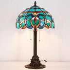 Tiffany Stained Glass Table Lamp 12X12X21Inch Resin Base Desk Bedroom Living Room Reading Light (Brown Jewelry Baroque)
