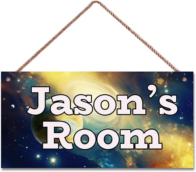 Personalized Sign Galaxy Stars Themed Bedroom Decor Fantasy Sign for Kids Room Outer Space Decor for Boys Room Nursery Wall Decorations Stuff For Little Man Cave