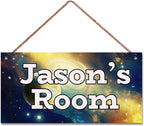 Personalized Sign Galaxy Stars Themed Bedroom Decor Fantasy Sign for Kids Room Outer Space Decor for Boys Room Nursery Wall Decorations Stuff For Little Man Cave