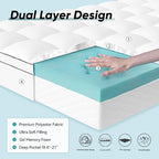 Memory Foam Mattress Topper California King Size, Dual Layer 4 Inch Mattress Pad,2 Inch Gel Memory Foam Plus 2 Inch Pillow Top Cover with 8-21 Inch Deep Pocket