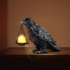 Raven Gothic Home Decor Fake Crow Light Holder Raven Lamp Tealight Candle Holder Resin Raven Statue Wearing Silver