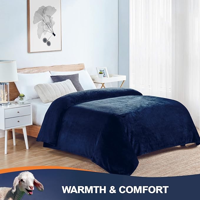 Walensee Navy Blue Fleece Blanket Plush Throw Fuzzy Lightweight (Throw Size 50x60 Navy Blue) Super Soft Microfiber Dark Blue Flannel Blankets for Couch, Bed, Sofa Ultra Warm and Cozy for All Seasons