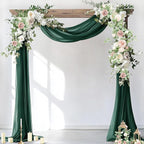 Socomi Wedding Arch Draping Fabric 2 Panels 29" x 19Ft Emerald Green Sheer Chiffon Curtain Drapes 6 Yards for Wedding Ceremony Birthday Party Decoration