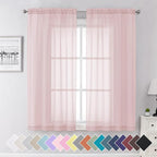 Aiyufeng Blush Pink Sheer Curtains 63 Inch Length 2 Panels Set, Light Filtering Airy Rod Pocket Light Pink Window Curtain Treatment Drapes for Kitchen Bedroom Living, Each 40Wx63L Inches
