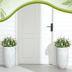 XunYee 4 Pcs 20" Artificial Topiary Ball Trees, Outdoor Artificial Shrubs Faux Bushes UV Resistance Greenery Fake Plants Tree with Ground Spike for Garden Porch Patio Indoor Decoration (Pink Flower)
