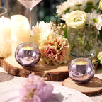 Volens Round Purple Votive Candle Holders Set of 12, Purple Wedding Centerpiece Table Decorations, Mercury Glass Tealight Candle Holder for Bridal Shower, Baby Shower & Home Decor