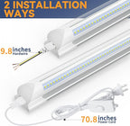 CNSUNWAY 1.5FT LED Shop Light, 20W High-Efficiency Under Cabinet Lighting (6000K Cool White), V-Shape T8 Tube Fixtures – 18" Linkable Under Counter Lights for Kitchen, Workbench, Workshop, 2 Pack