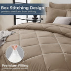HEVUMYI Linen King Comforter Set - 7-Piece All Season Bed in a Bag King, Ultra Soft Bedding Set with Comforter, Flat Sheet, Fitted Sheet, Pillowcases, Pillow Shams