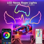 EJ's SUPER CAR 30Ft Neon Rope Lights, Flexible LED Strip Lights with App Remote, Outdoor IP65 24V RGB Rope Lights for Bedroom, Music Sync Gaming Led Neons Light Strip for Outdoors Decor