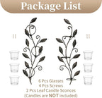 Sziqiqi Wall Sconces Candle Holder - Wall Candle Holder Black Tea Light Candle Sconce Vintage Wall Sconce Set of 2 for Living Room Wall Mount Candle Sconces for Bathroom Dining Room