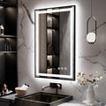 LED Mirror for Bathroom, 24x36 Inch Black Framed Gradient Front and Backlit LED Bathroom Mirror, 3 Colors Dimmable CRI>90, IP54 Enhanced Anti-Fog Bathroom Mirror with Lights