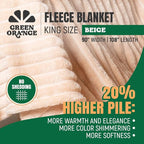 GO Premium Cozy Soft King Blanket for Couch, Bed - Beige Fleece for Living Room, Bedroom, Home Decor - Large for Men, Women (90x108 Inches)