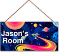 Personalized Rocket Signs Wall Art Decoration Exquisite Decorative Sign For Little Man Cave Custom Name for Kids Room Nursery Door Wall Decor Outer Space Universe Decor For Boys Room