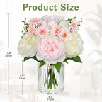 DILATATA Artificial Flowers in Vase Pink Silk Peony & Daisy Faux Floral Arrangements for Table Centerpieces, Home Office Kitchen Bathroom Decor, Spring Fake Flower Arrangement
