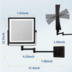 Ruacq Rechargeable Wall Mounted Makeup Mirror with Lights, Double Sided 1X/10X Magnifying Vanity Mirror with 3 Color Lights, Touch Screen Dimmable, 360° Rotation Foldable Arm (Oil Rubbed Bronze)