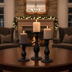 Matte Black Pillar Candle Holders Set of 3-10", 8", 6”H Candlestick Candle Holders Stand, Home Coffee Table Decor Decorations Centerpiece for Dining/Living Room