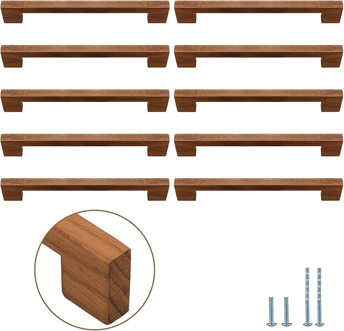 Walnut Square 5 in 10 pcs Wooden Drawer Pulls Handle pulls for cabinets Kitchen Cabinet Drawer pulls Cabinet Door Pull