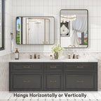 28x36 Inch Bronze Framed Bathroom Mirror, Brushed Bronze Metal Vanity Mirror, Rounded Bronze Rectangle Mirror, Tempered Glass, Anti-Rust, Shatterproof (Horizontal/Vertical)