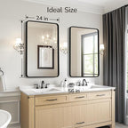 USHOWER 2-Pack Black Bathroom Mirrors for Over Sink 24 x 36 Inch, Metal Frame Rectangle Wall Mirror, Modern Farmhouse Vanity Mirror, Wall Mounted