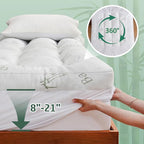 DOWNCOOL 3 Inch Memory Foam Mattress Topper Full – Cooling Pillow Top Mattress Topper for Back Pain Relief, with Bamboo Viscose Air Layer, 1700 GSM Fill, Deep Pocket Fits 8–21 Inch