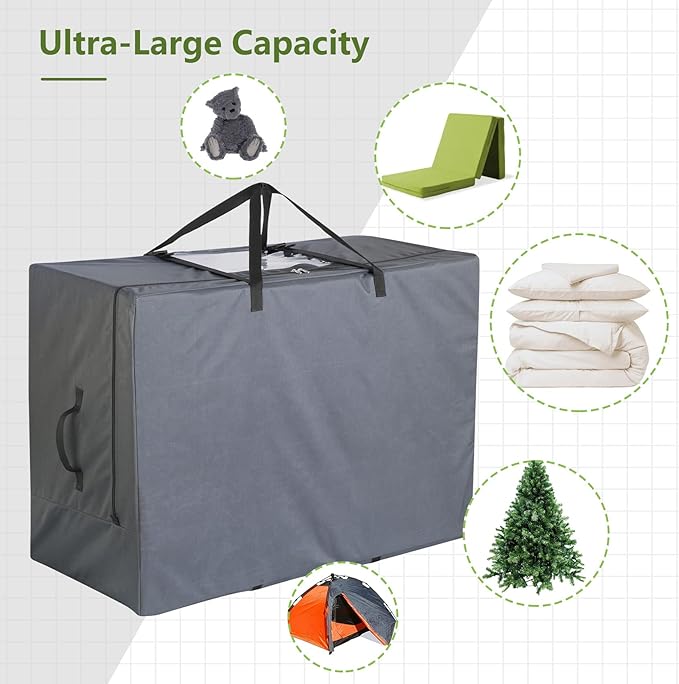 Cuddly Nest Folding Mattress Storage Bag - Heavy Duty Carry Case for Tri-Fold Guest Bed (Fits 6" Queen Mattress,Grey)