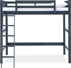 DHP Denver Full Size Loft Bed, Blue - Kids Loft Bed with Desk, Play Area, and Guardrails